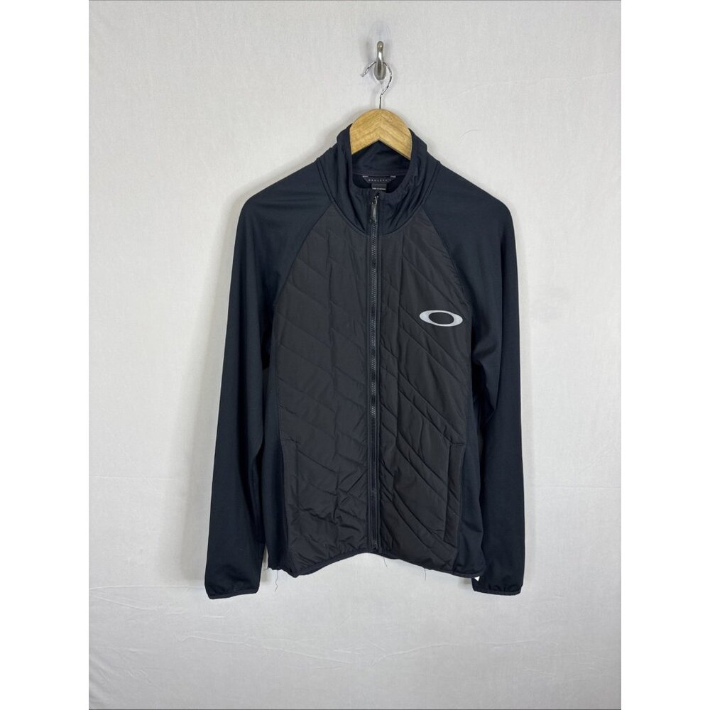 Oakley Quilted Hybrid Jacket Mens M Black Full Zip Athletic Golf Running